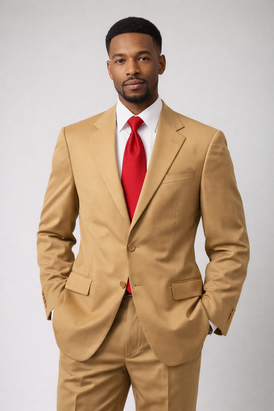 Firado 3 Button Tan Blazer 40R 100% Wool Italian Design